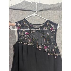 Stephen Yearick Black Formal Floral Beaded Top Evening Y2K Silk Dress Size 12